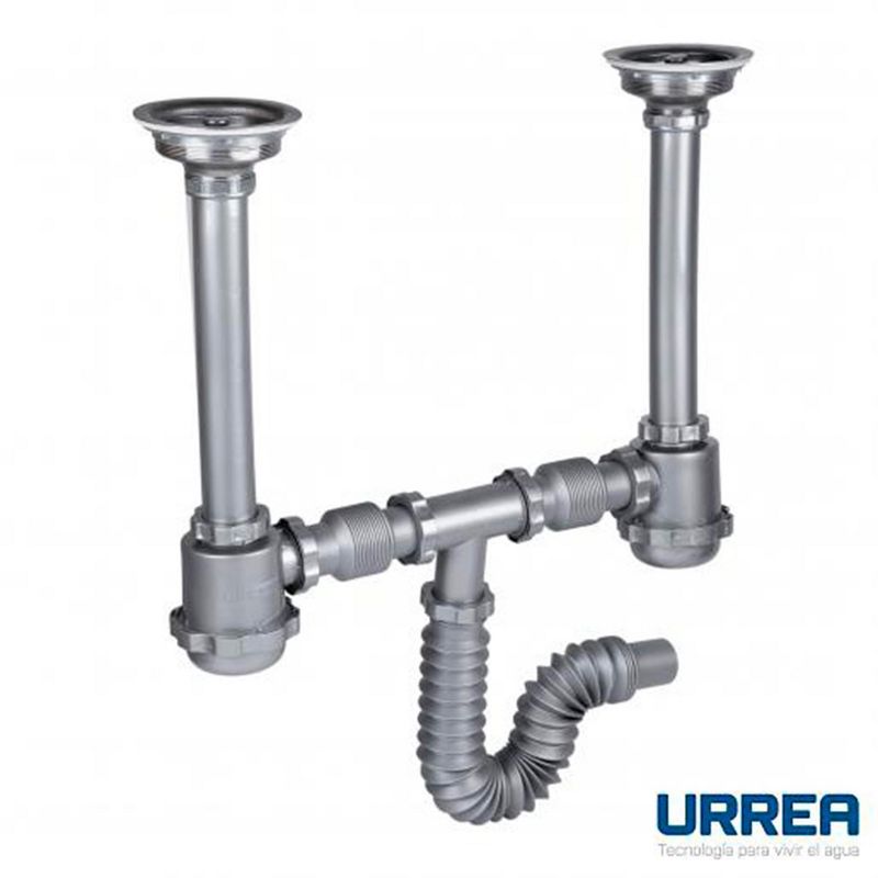 Urrea - Céspol Flexible Gris con Doble Bote Grande y Contracanasta