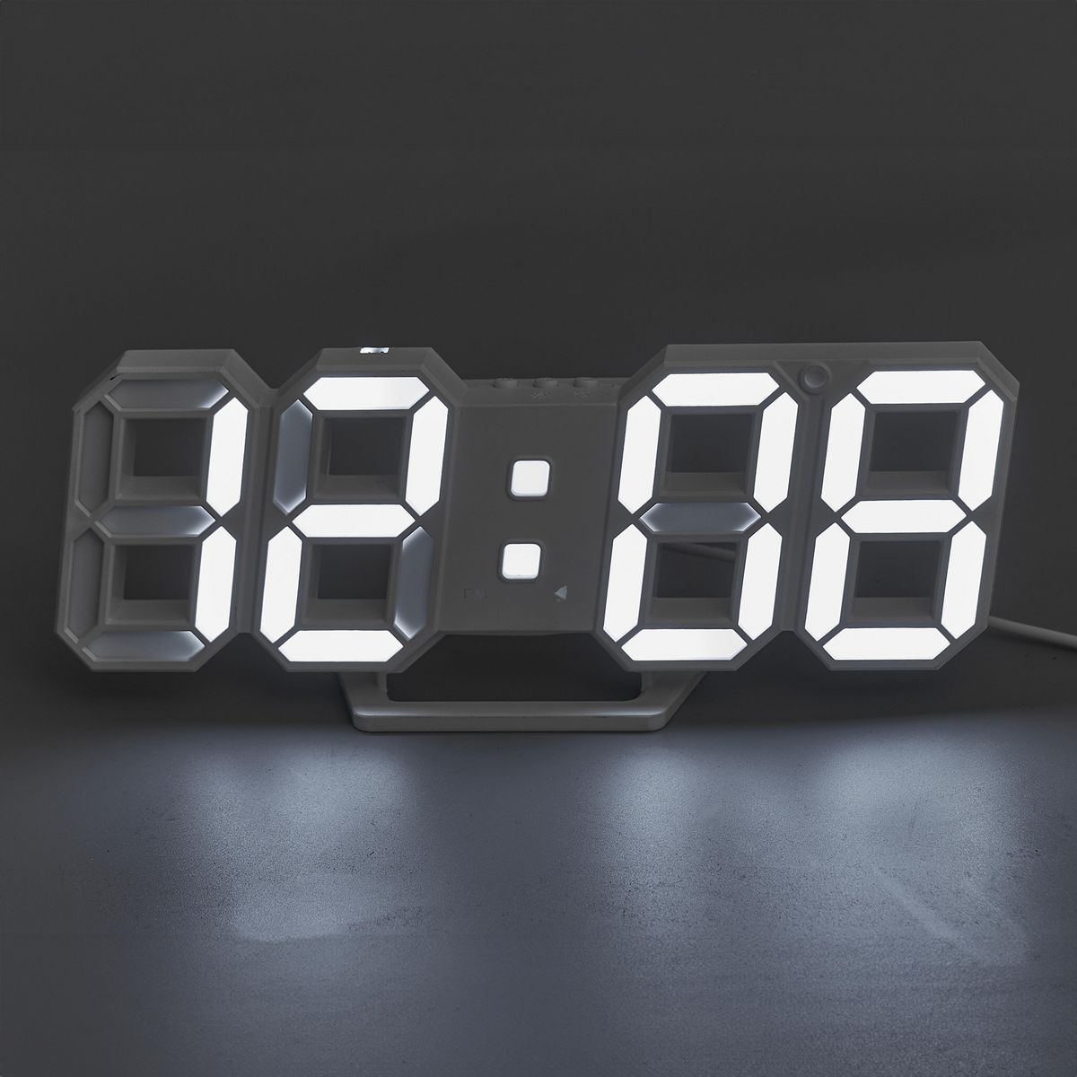 Just Home Collection - Reloj digital LED 3D - Blanco