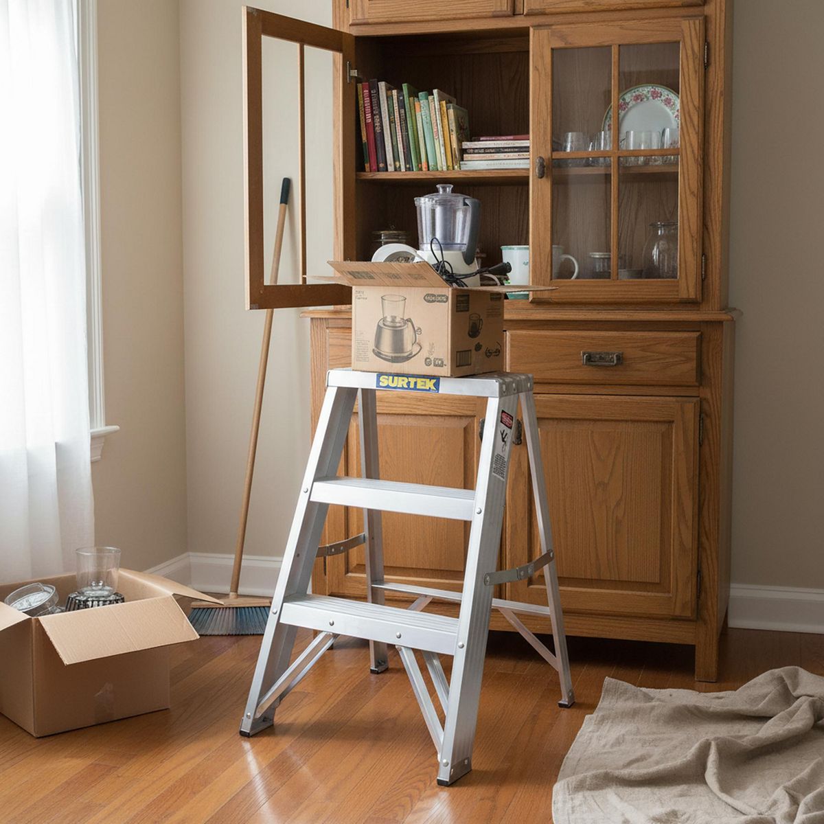 Foy - Escalera de tijera de Aluminio de 3 peldaños 0.60 m hasta 90 kg