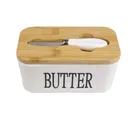 Mantequillera 500 ml con tapa de bambú + cuchillo