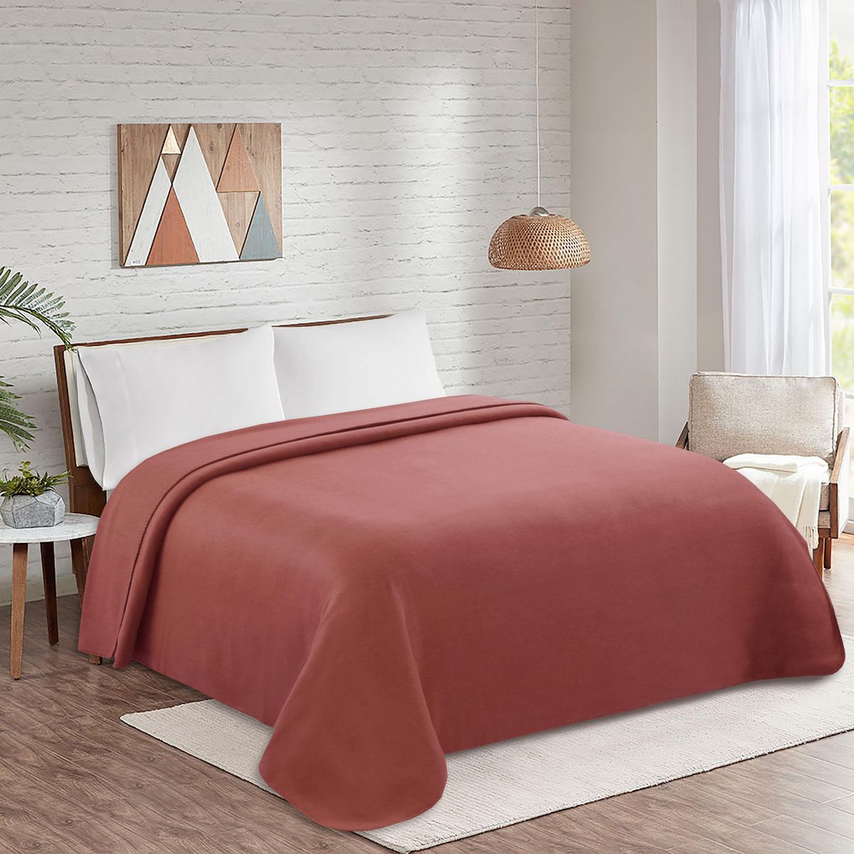 Just Home Collection - Frazada Polar de 165 x 220 cm Burdeo