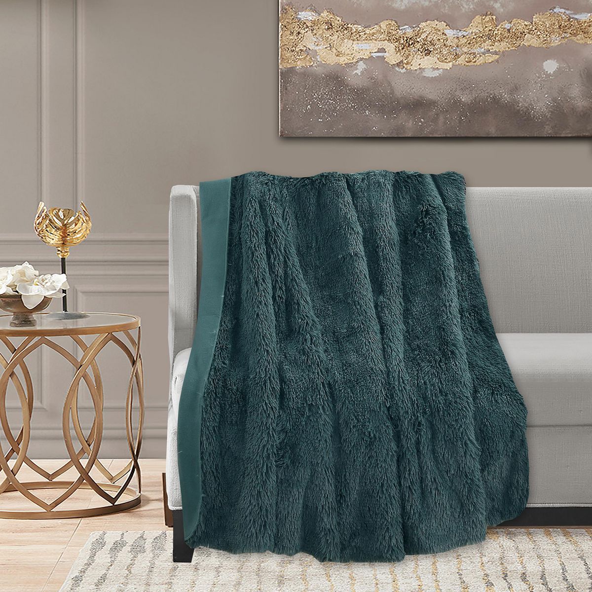 Frazada con Borrega Nordica Shag de 125 x 150 cm Acero, marca Just Home Collection - Foto Principal