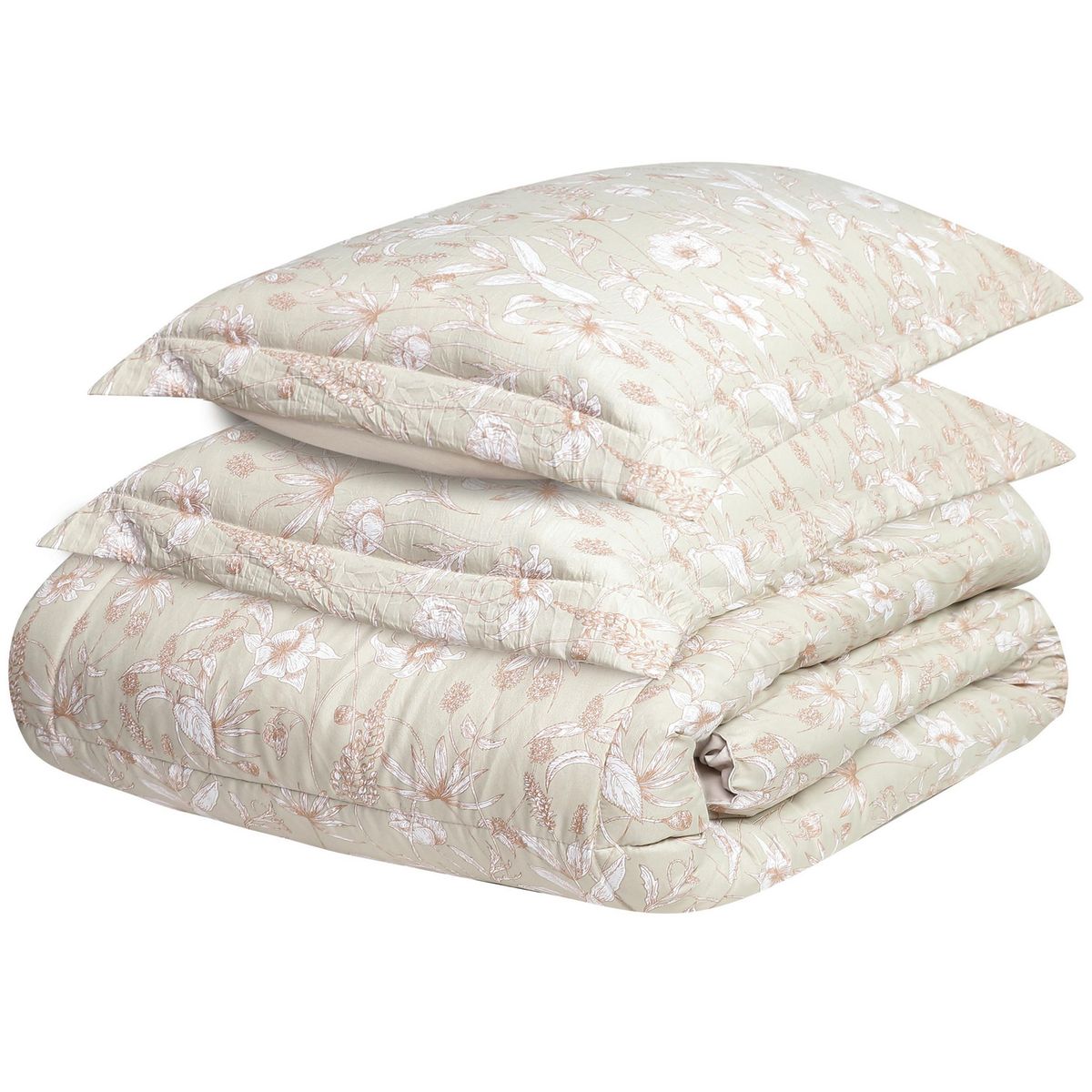 Just Home Collection - Edredón Individual Diseño Estampado Beige