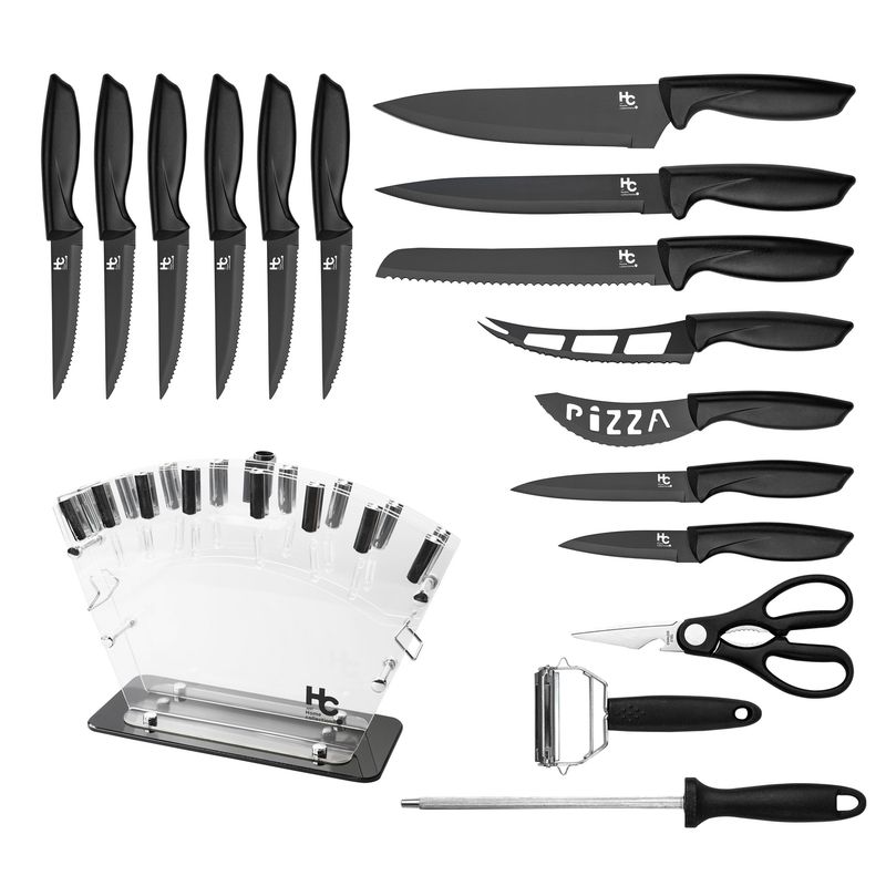 Just Home Collection - Set cuchillos 17 piezas con base de acrílico