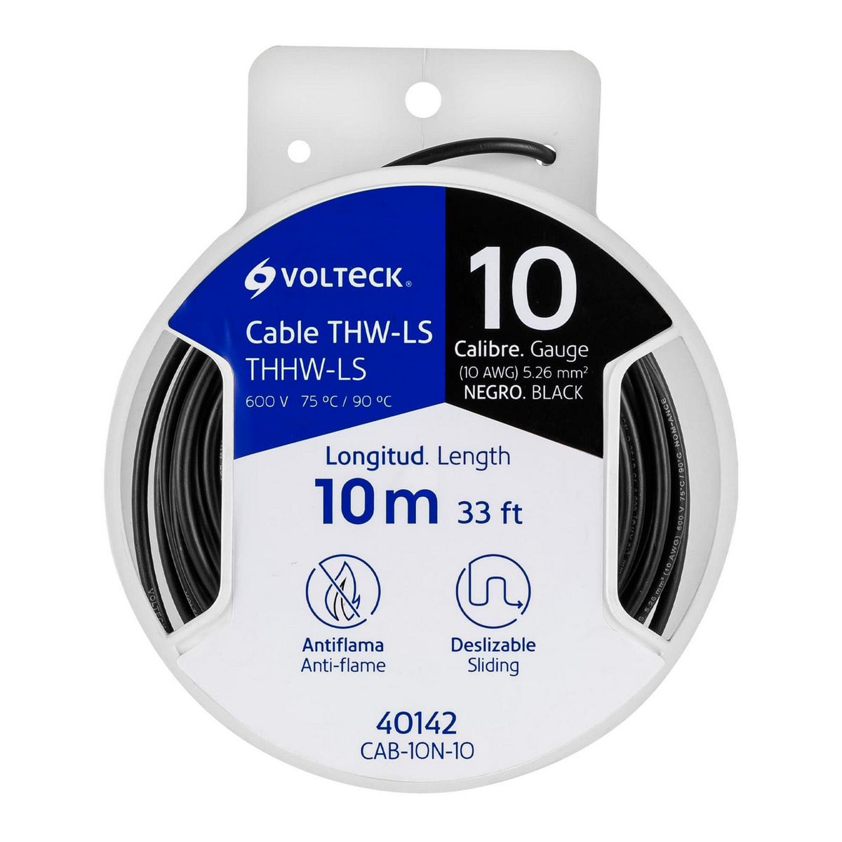 Carrete con 10 m de Cable THHW-LS 10 AWG Negro, Volteck, marca Volteck - Foto Principal