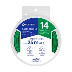 Carrete con 25 m de Cable THHW-LS 14 AWG Verde, Volteck