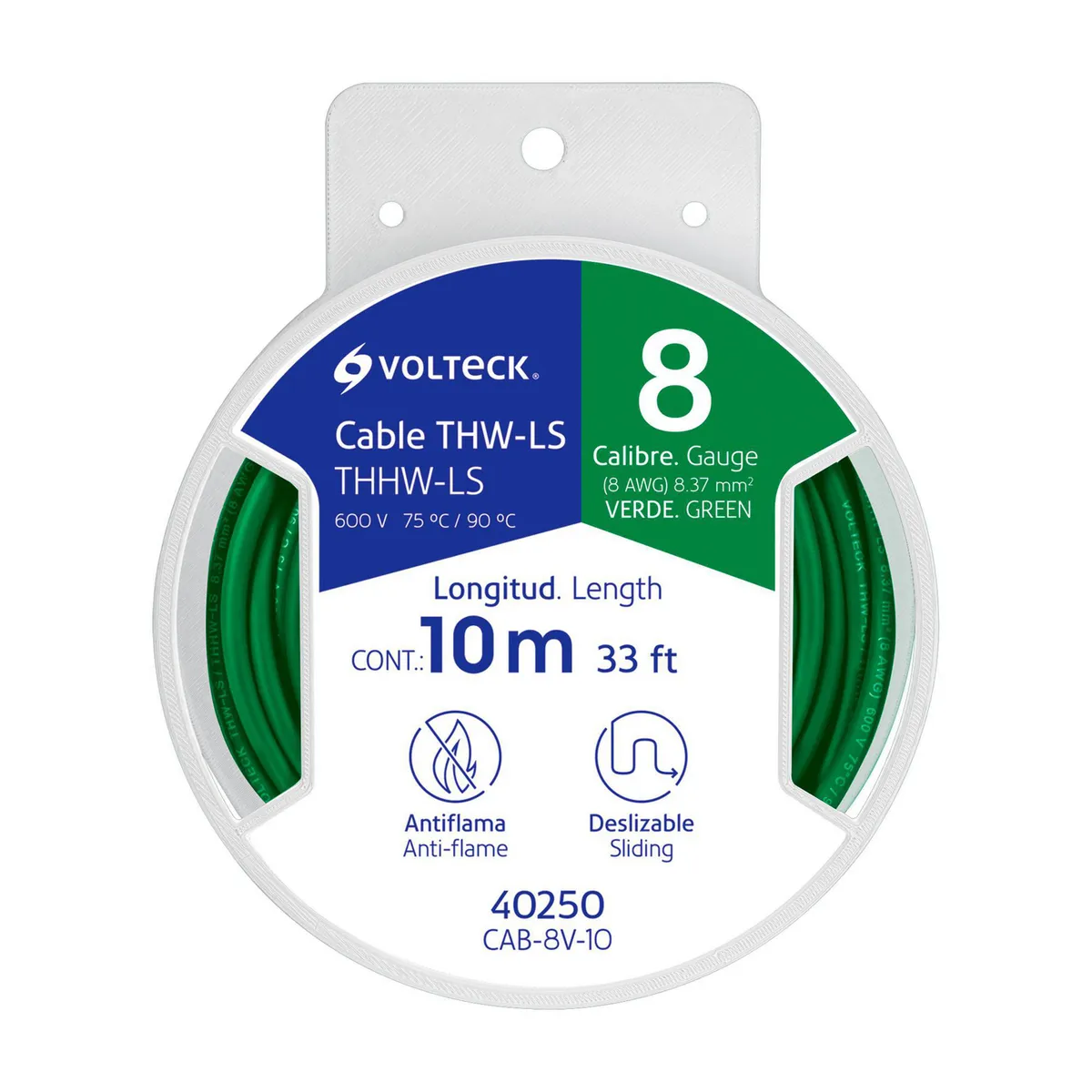 Volteck - Carrete con 10 m de Cable THHW-LS 8 AWG, Volteck