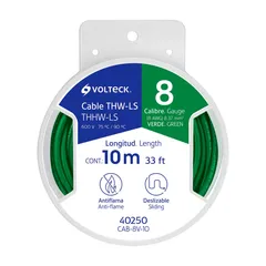 Carrete con 10 m de Cable THHW-LS 8 AWG Verde, Volteck