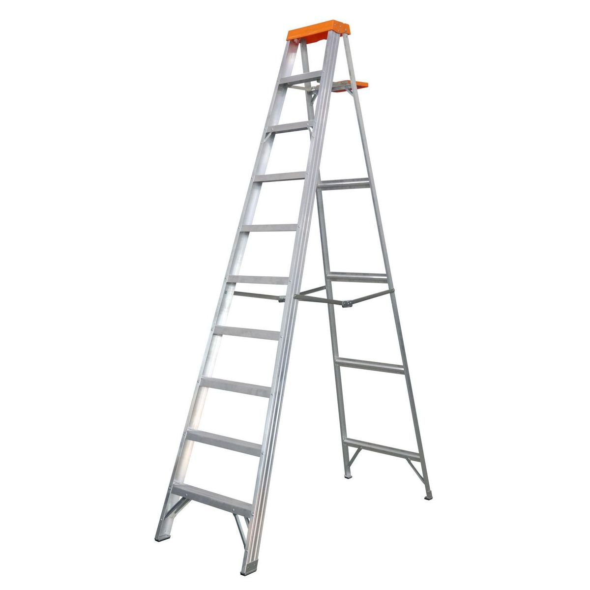 Escalera de tijera de aluminio de 9 peldaños 2.9 m hasta 136 kg, marca Ubermann - Foto Principal