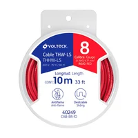 Carrete con 10 m de Cable THHW-LS 8 AWG Rojo, Volteck