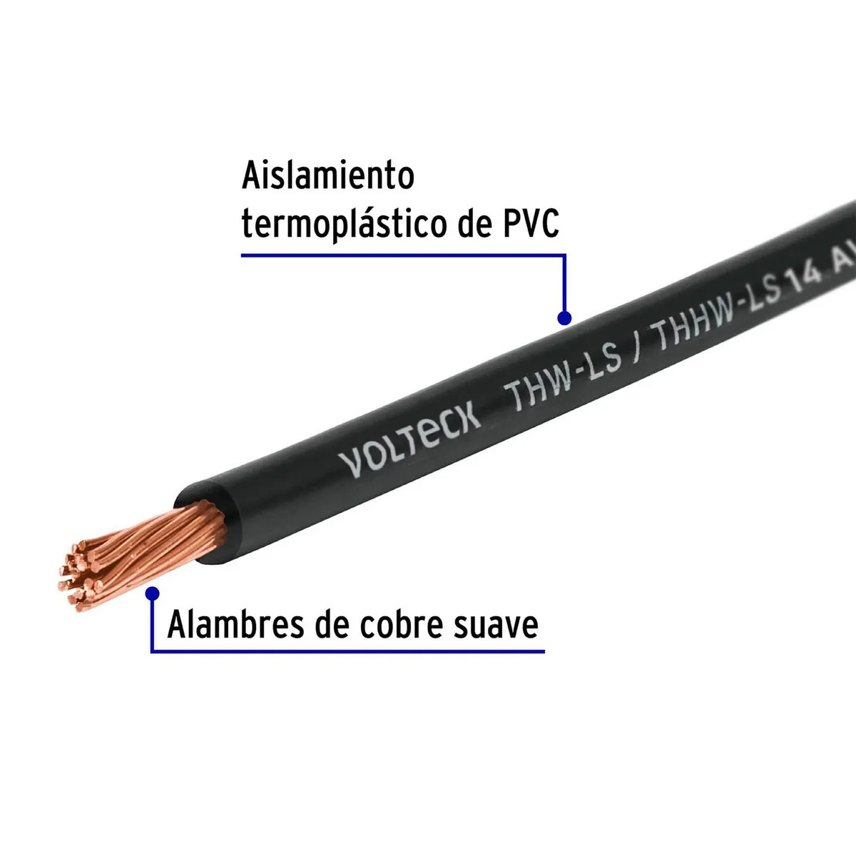 Volteck - Carrete con 25 m de Cable THHW-LS 14 AWG Negro, Volteck