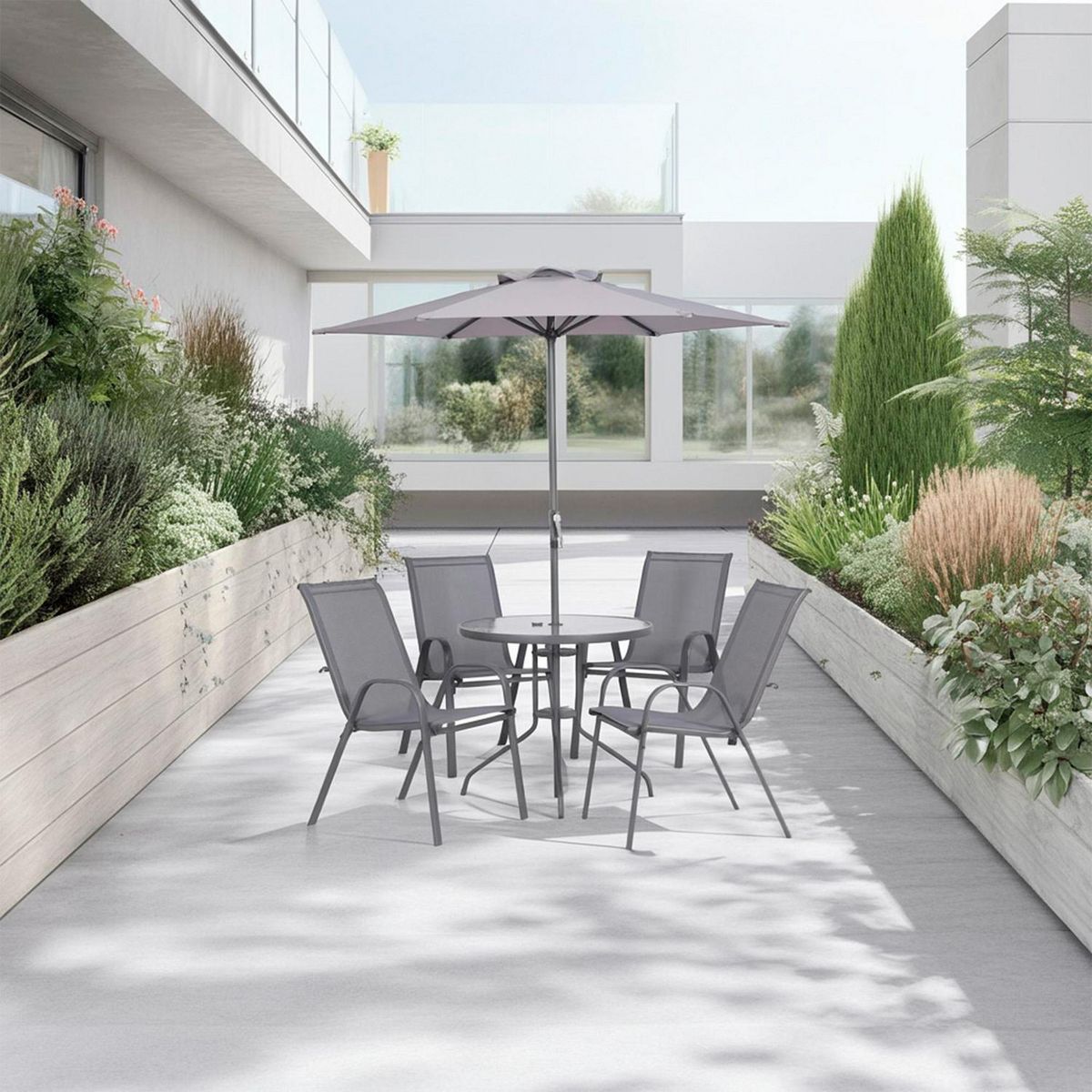 Juego de Comedor para Exterior Metal Nairobi 4 Personas, marca Just Home Collection - Foto 2