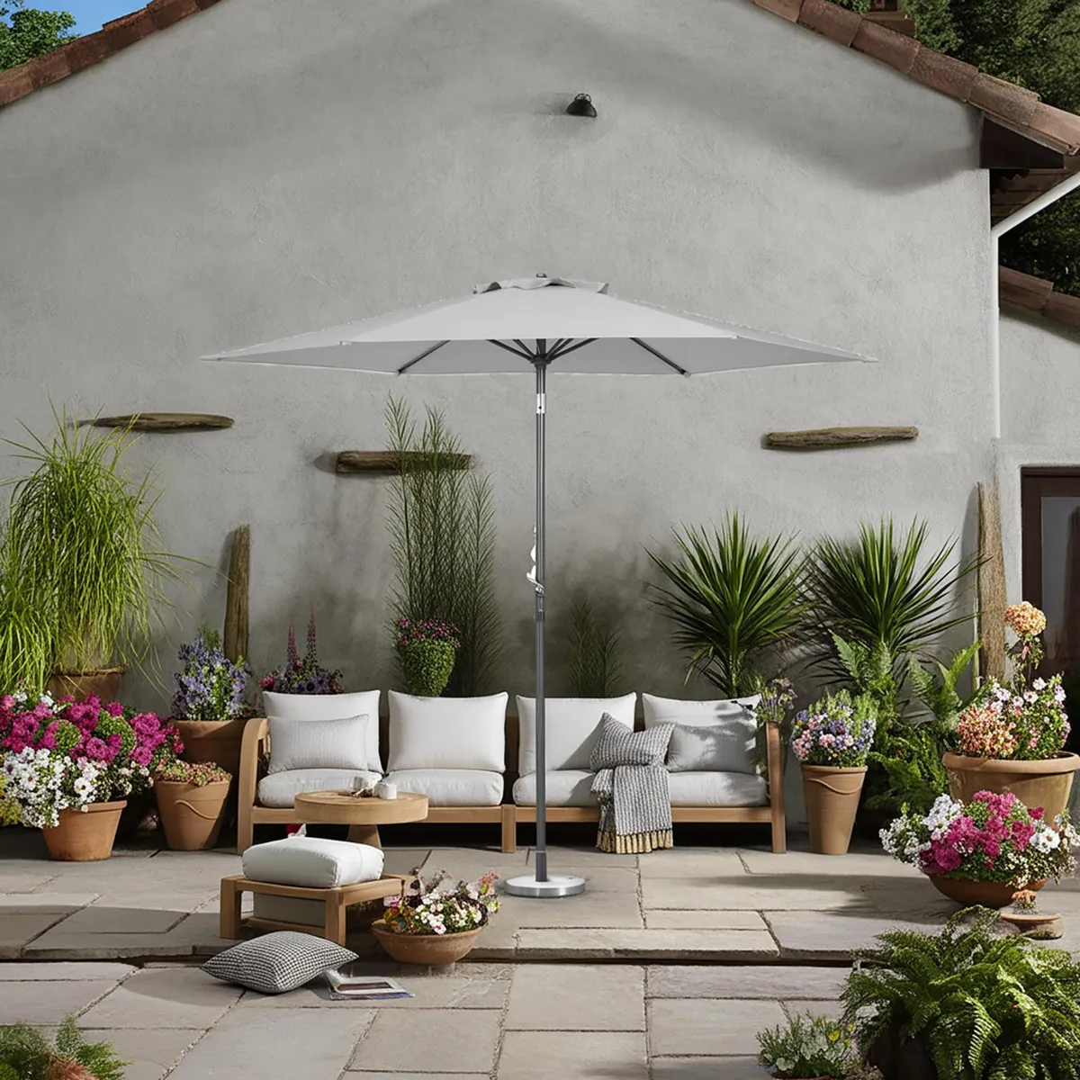 Sombrilla de Terraza Taupe 2.7 M, marca Just Home Collection - Foto 2