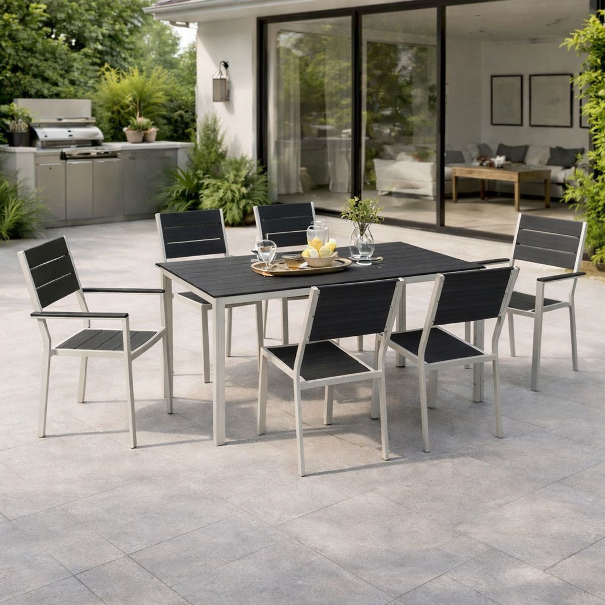 Just Home Collection - Juego de Comedor para Exterior Frankfurt 6 Personas