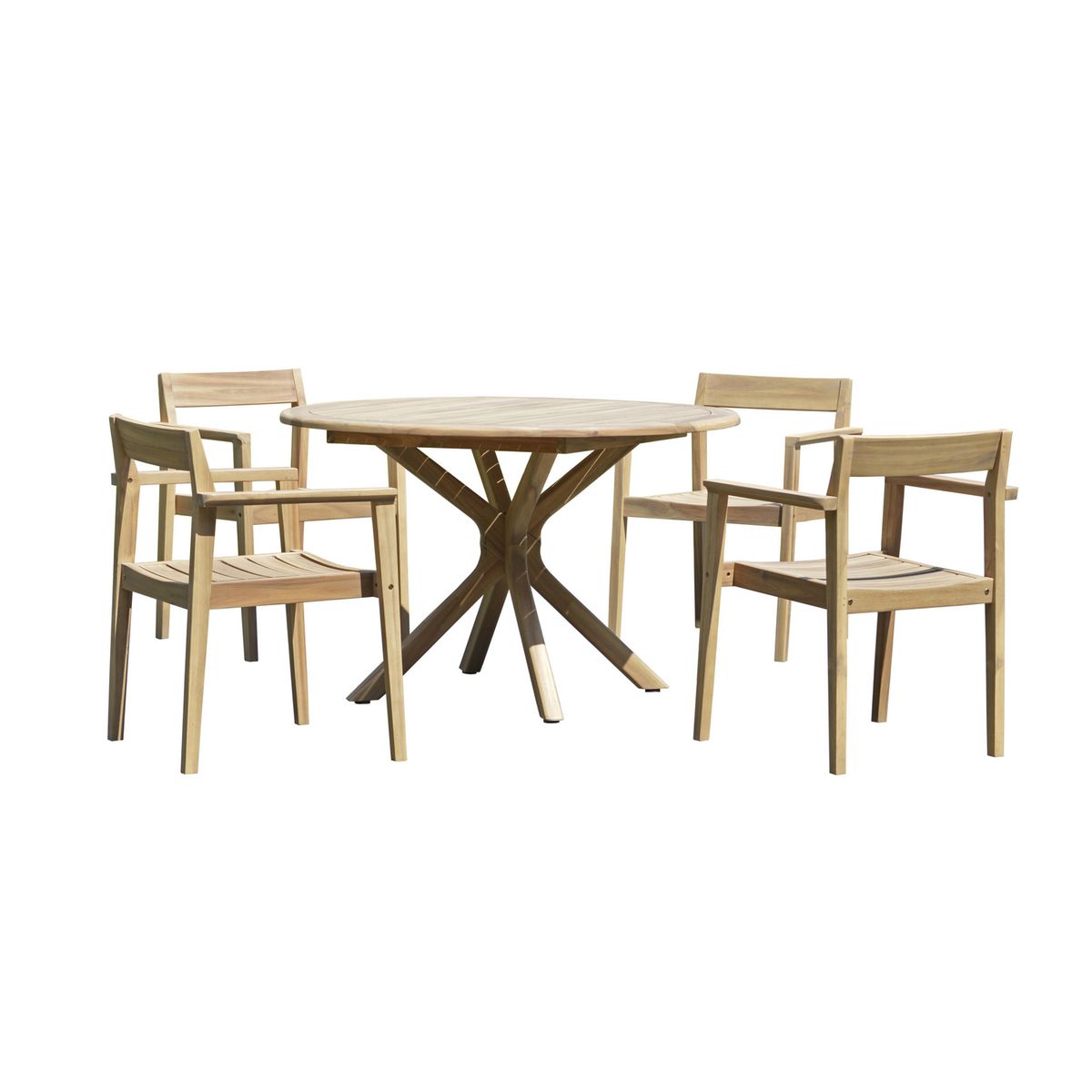 Just Home Collection - Juego de Comedor para Exterior de Madera Luanda 4 Personas