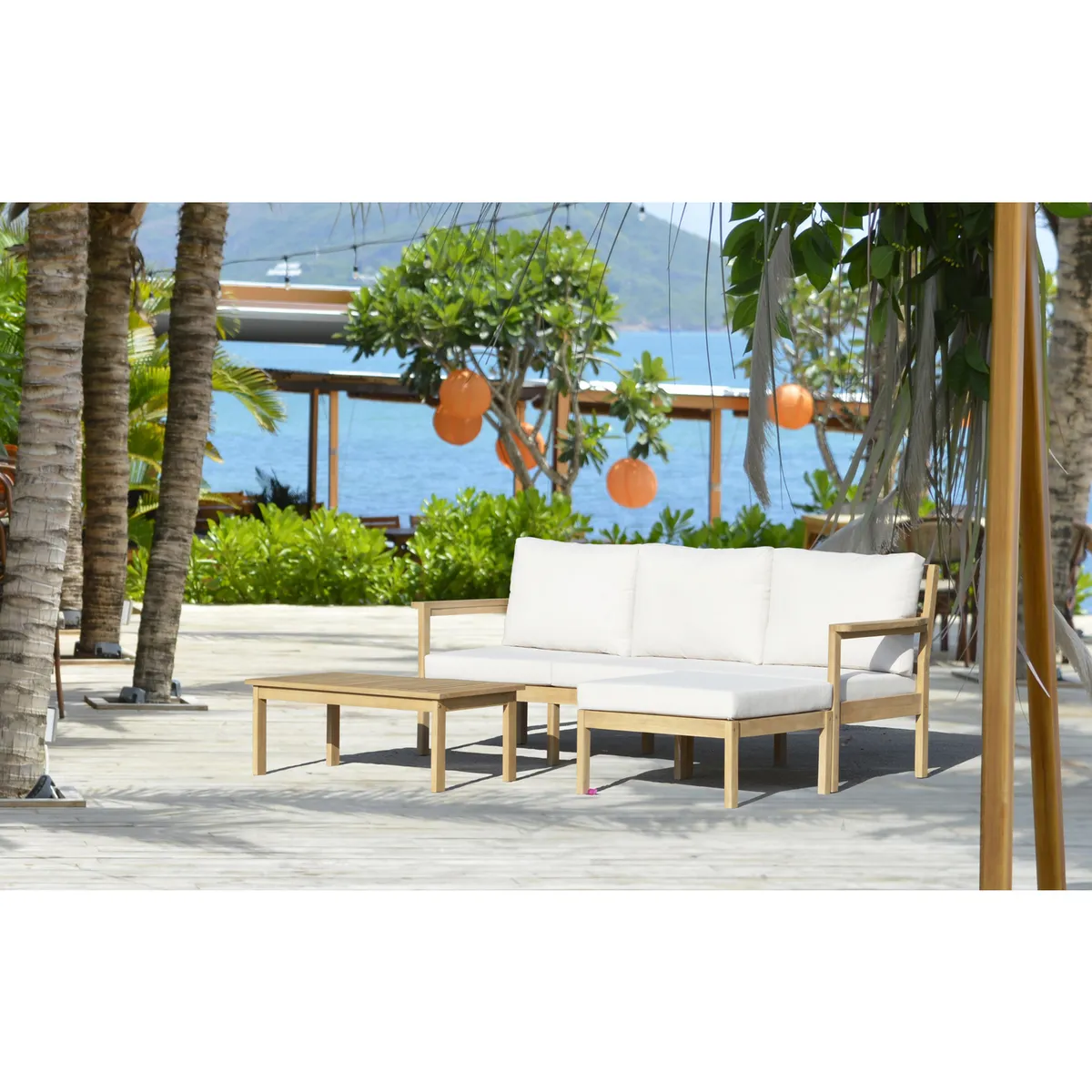 Just Home Collection - Sala de Exterior de Madera Rotterdam 4 Personas