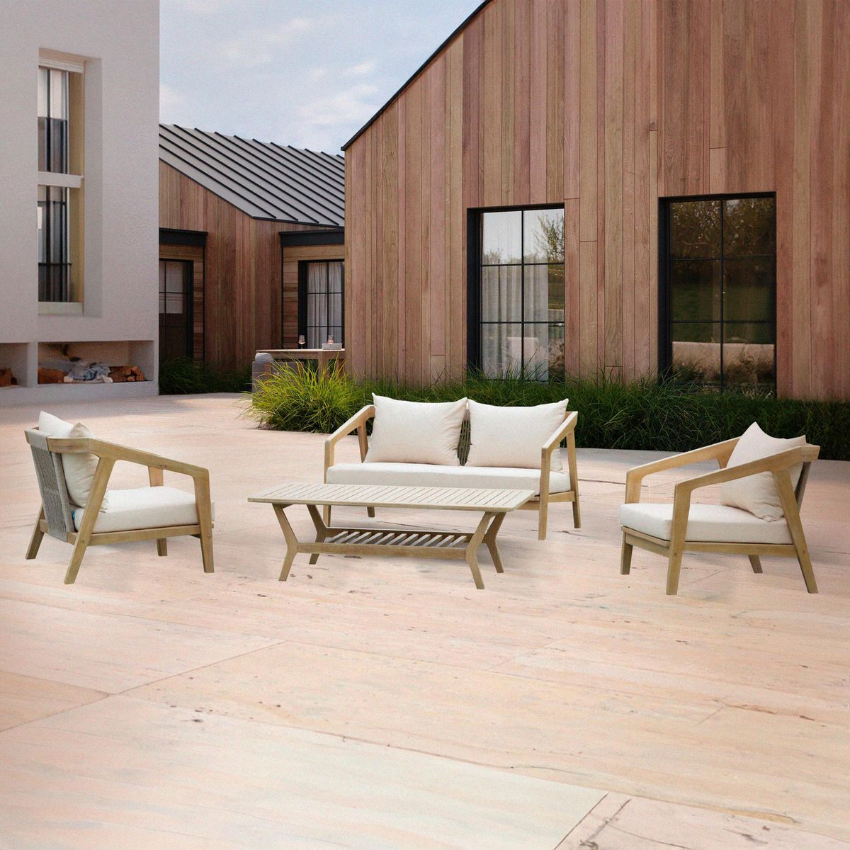 Just Home Collection - Sala de Exterior de Madera Selfoss 4 Personas