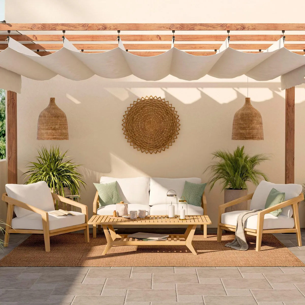 Just Home Collection - Sala de Exterior de Madera Selfoss 4 Personas