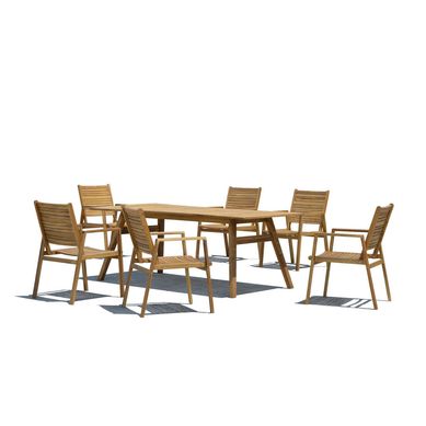 Juego de Comedor para Terraza de madera Bunbury 7piezas
