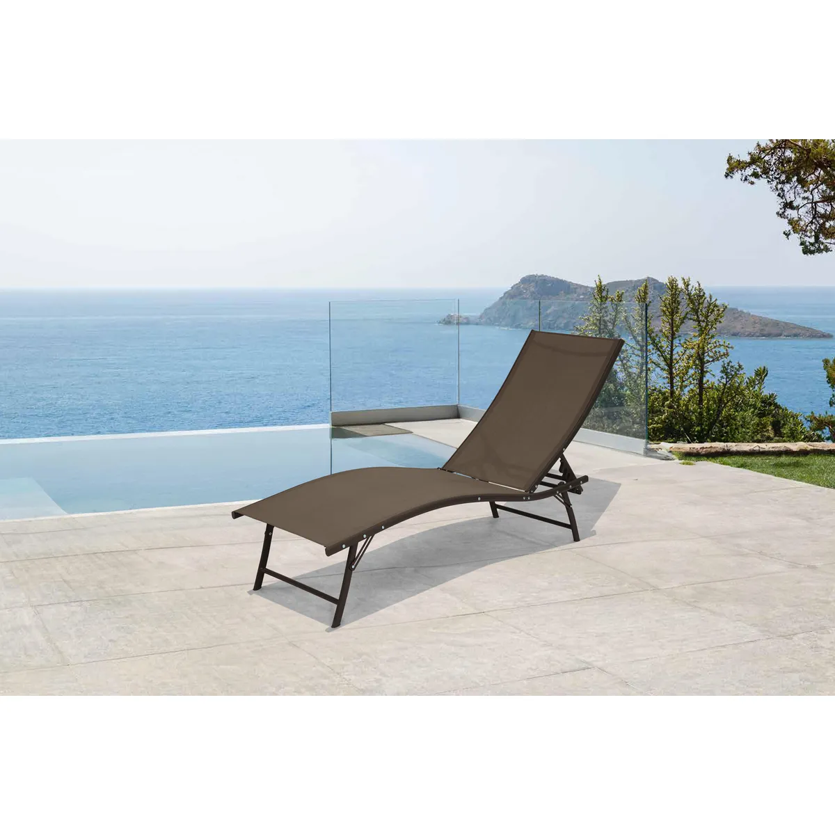 Just Home Collection - Reposera de Metal Jersey color chocolate