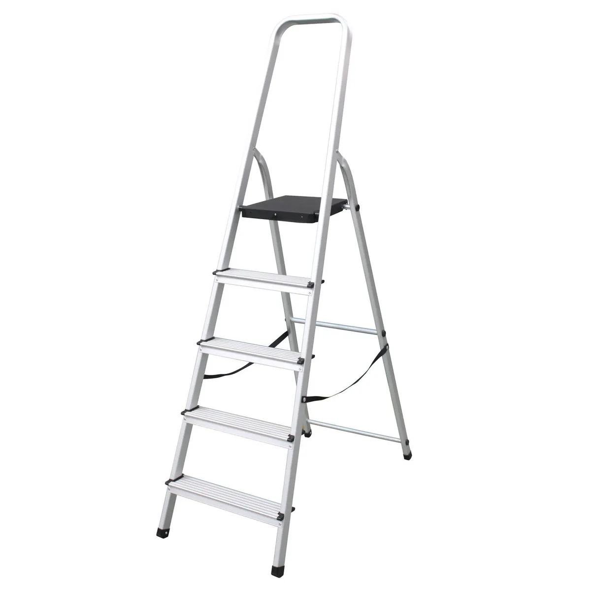 Escalera de Tijera de Aluminio de 5 Peldaños con Plataforma 1.66 m hasta 150 kg, marca  - Foto Principal
