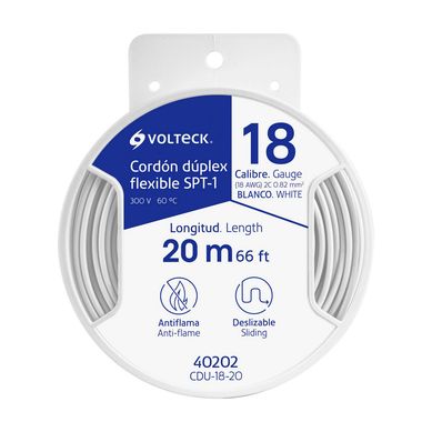 Carrete con 20 m Cord�n D�plex Flexible SPT 18 AWG, Volteck