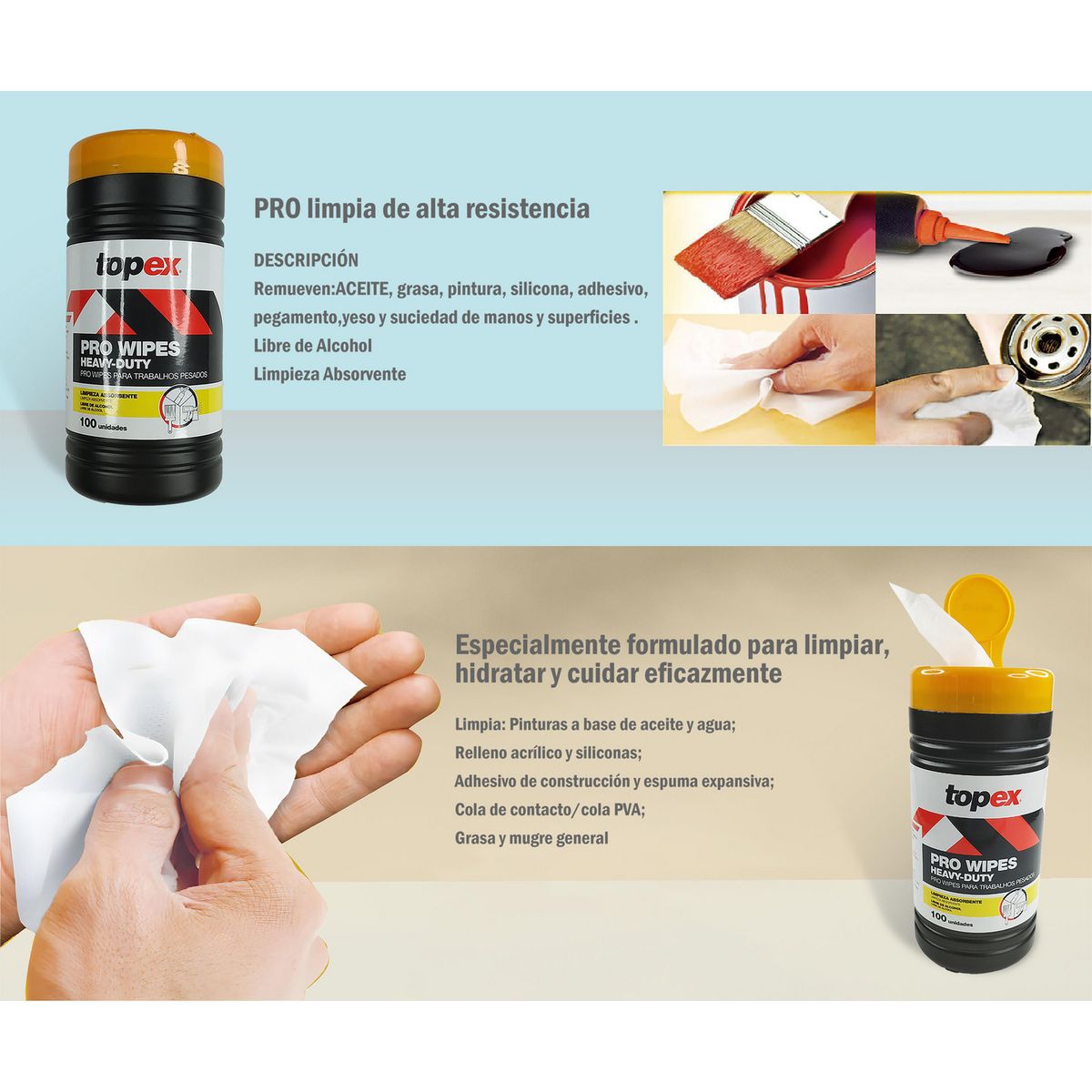 Topex - Toallitas Limpiadoras 100 Pzas