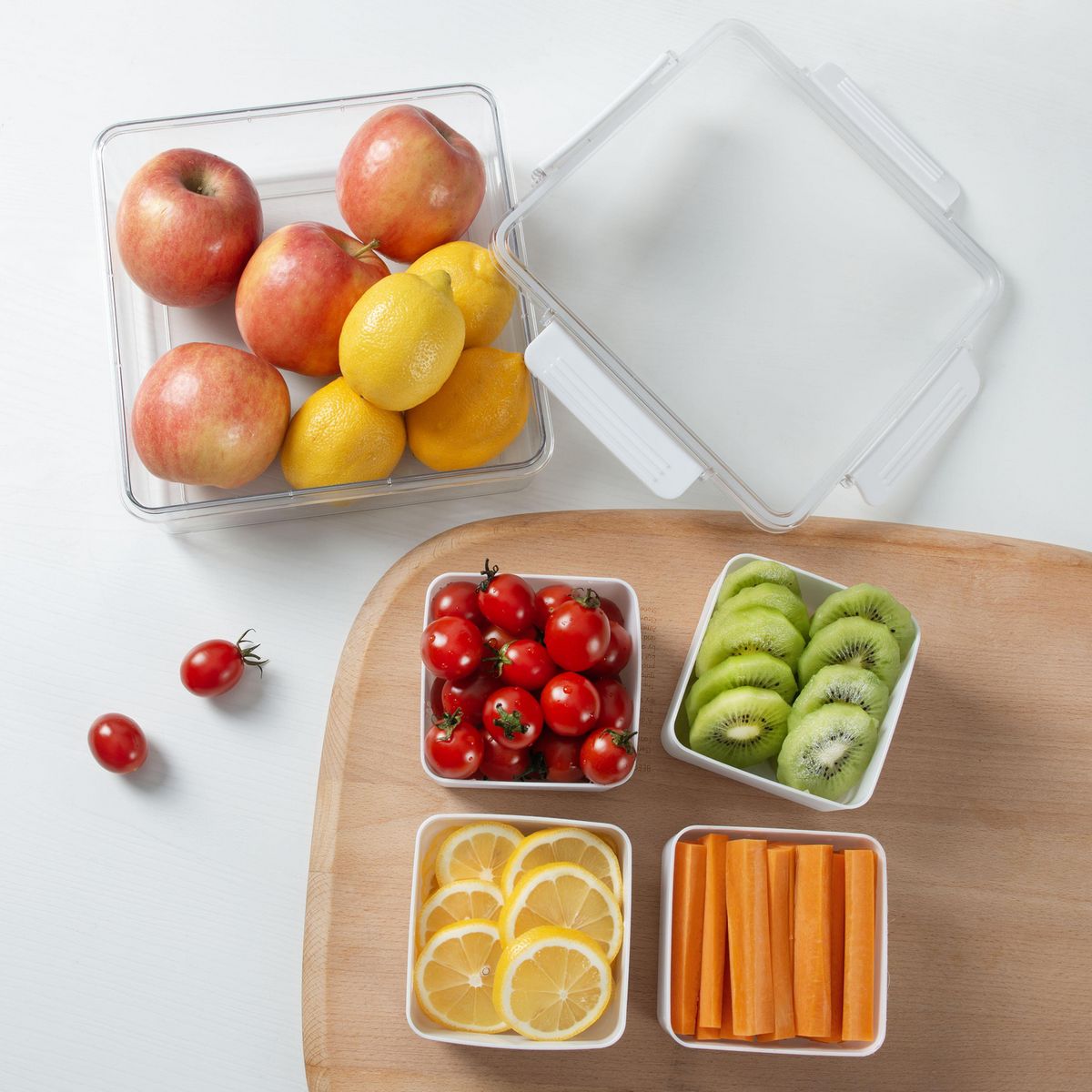 Just Home Collection - Contenedor 4 divisiones cuadrado con tapa