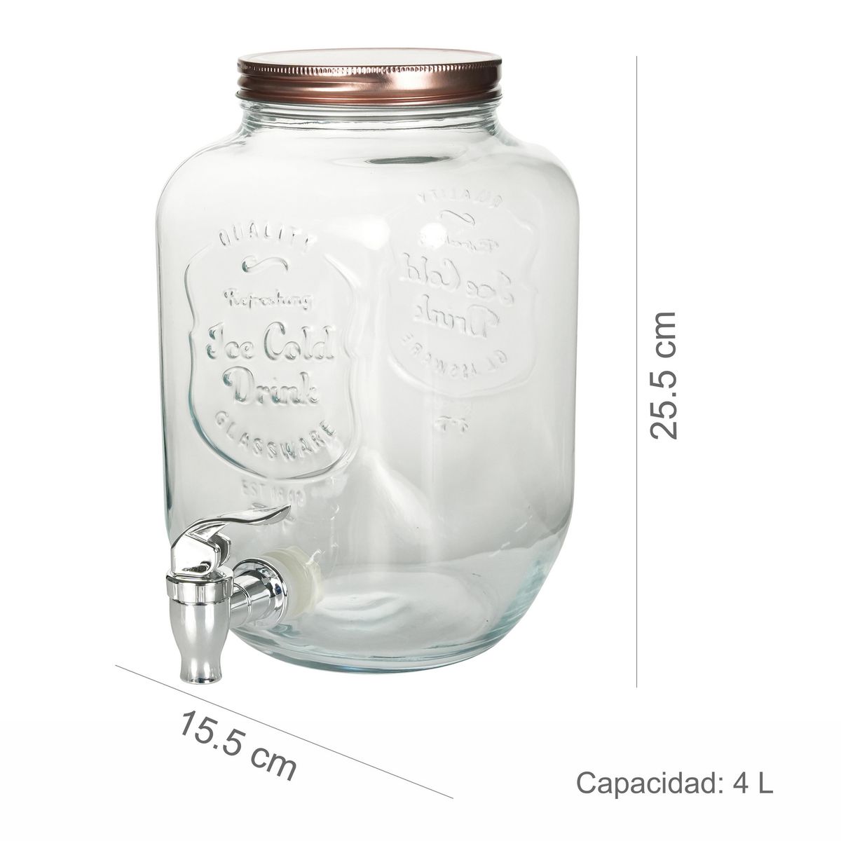 Dispensador de agua vidrio 4 l, marca Just Home Collection - Foto 2