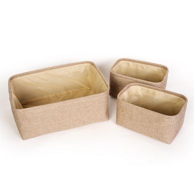 Set de 3 canastas de tela color beige