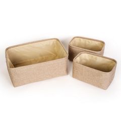 Set de 3 canastas de tela color beige