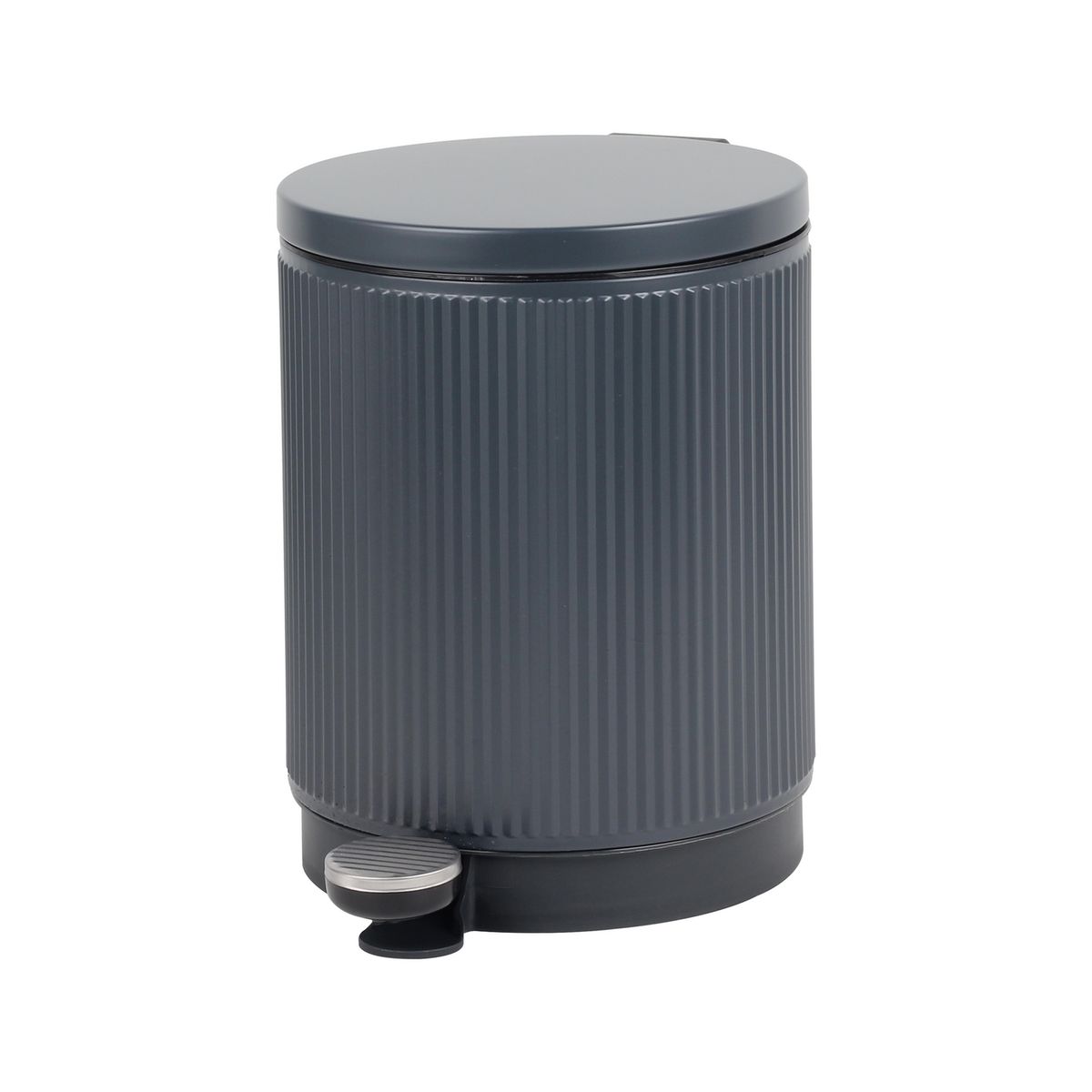 Just Home Collection - Bote de Basura Soft Strip Metálico con Pedal de 5L Gris