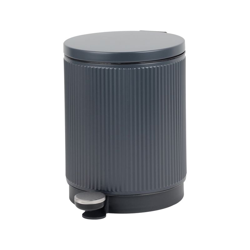 Just Home Collection - Bote de Basura Soft Strip Metálico con Pedal de 5L Gris