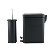 Kit Cepillo para Baño + Bote de Basura Metálico de 5L Negro