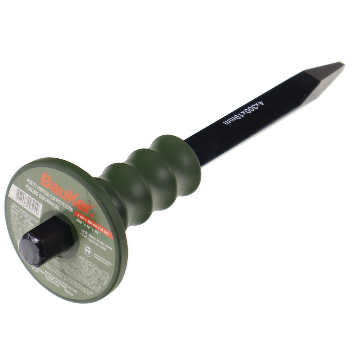  - Cincel de Punta 3/4" x 10" con Guarda 5/32" x 12" x 3/4" Bauker