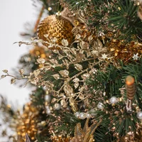 Adorno Navideño Rama Hoja Mini Brillo Dorado 38cm