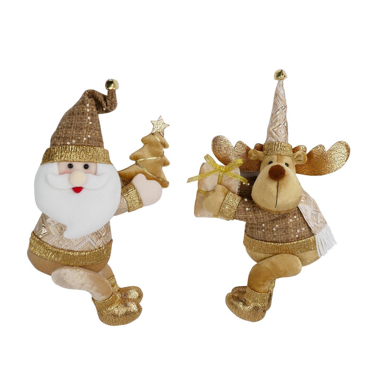 Dear Santa - Set 2 Portacortina Navideño Dorado 22 x 30 cm