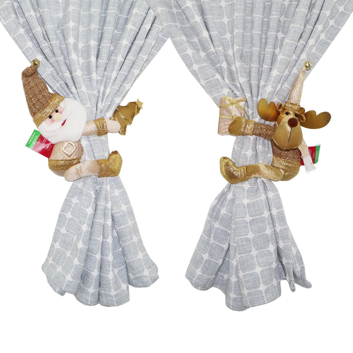 Dear Santa - Set 2 Portacortina Navideño Dorado 22 x 30 cm