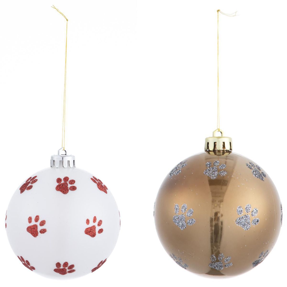 Set 2 Esferas Navideñas Huellas de Perro 8 cm, marca Dear Santa - Foto Principal