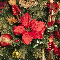 Adorno Navideño Rama Poinsettia Rojo 52cm