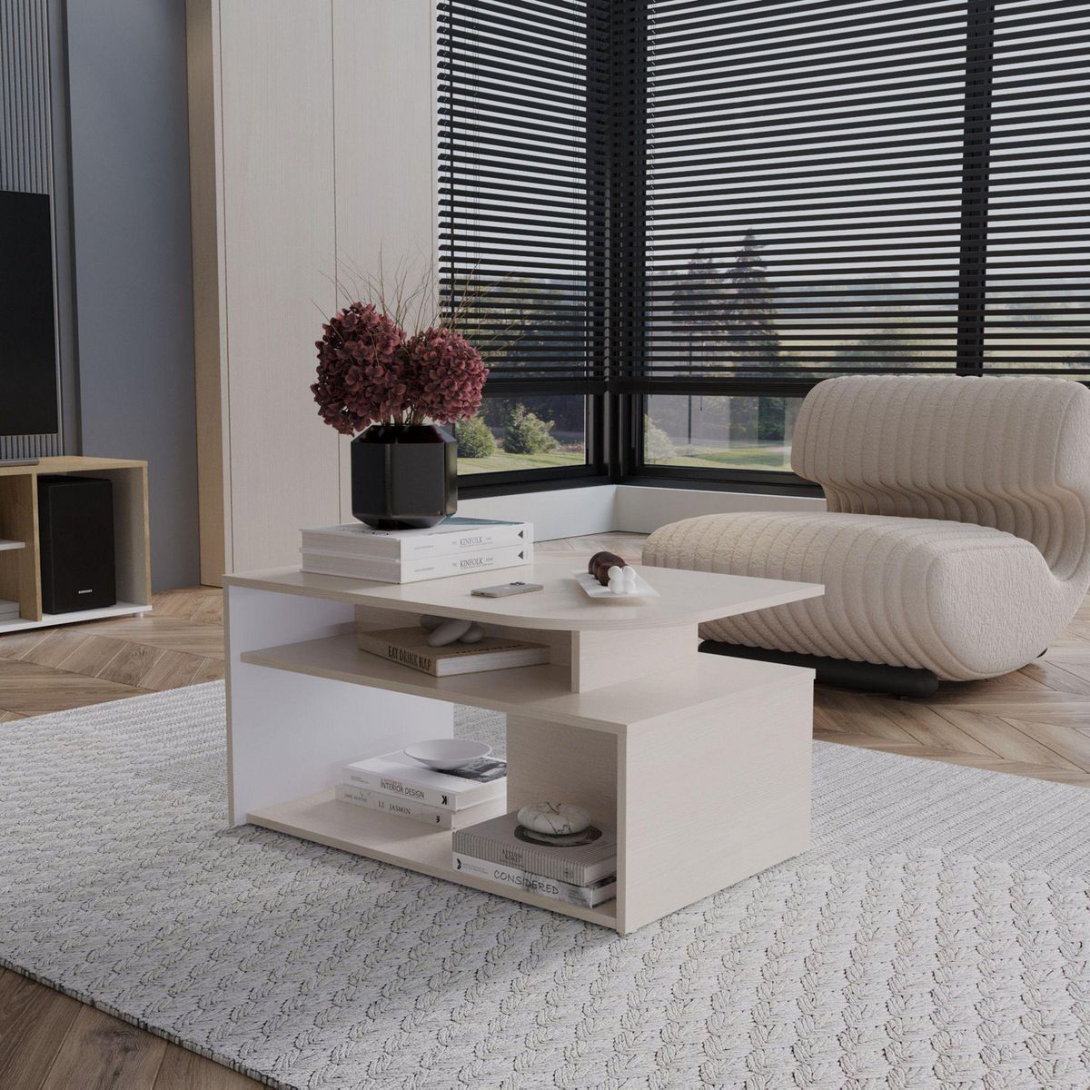 Mesa Centro Curvi Niebla 80X42X53 cm, marca Maderkit - Foto 2