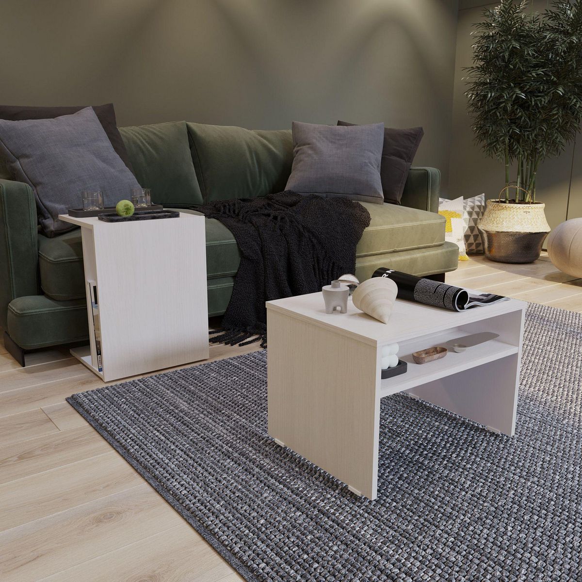 Maderkit - Set 2 Mesas Rectangular Nórdico 53X38X40 cm