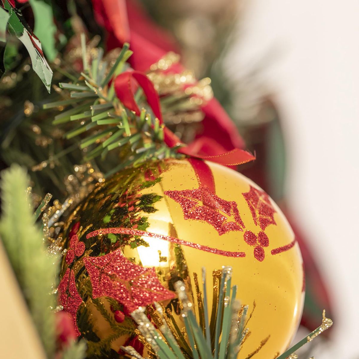 Dear Santa - Esfera con hoja navidad dorada 8 cm Holly