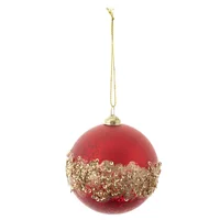 Esfera Navidad con brillo roja 8cm