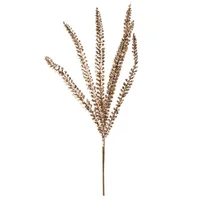 Adorno Navideño Rama Hoja con Brillos Champaña 60cm