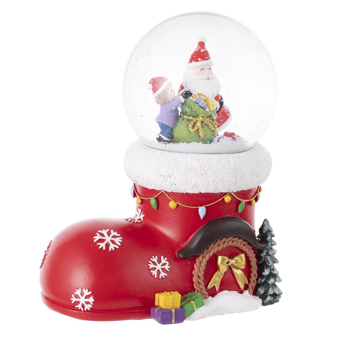 Dear Santa - Bola de Nieve Navideña Bota Roja 10 cm
