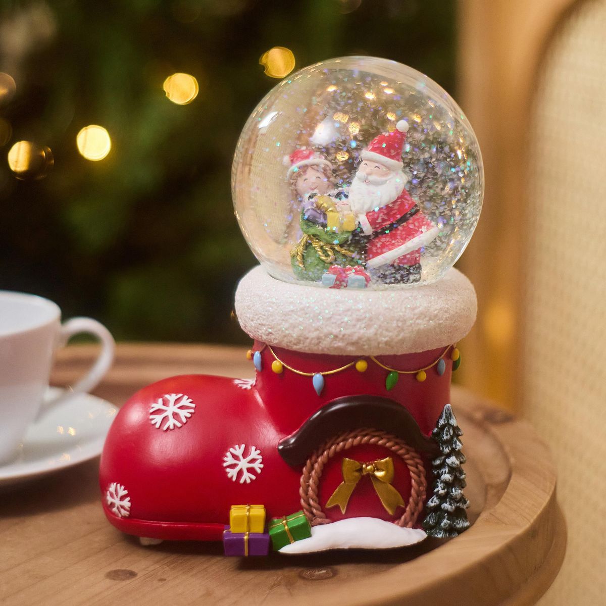 Dear Santa - Bola de Nieve Navideña Bota Roja 10 cm