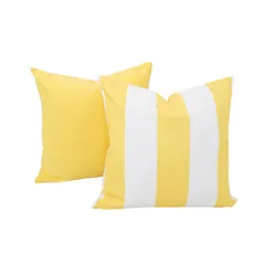 Kit de 2 cojines decorativos de 45 x 45 cm Amarillo/ Blanco