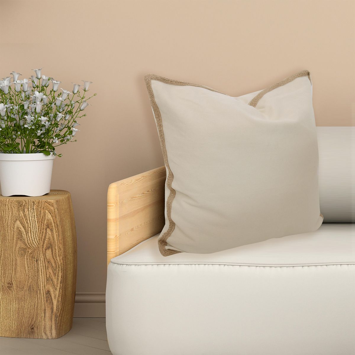 Just Home Collection - Cojín decorativo Nórdico yute de 50 x 50 cm Arena