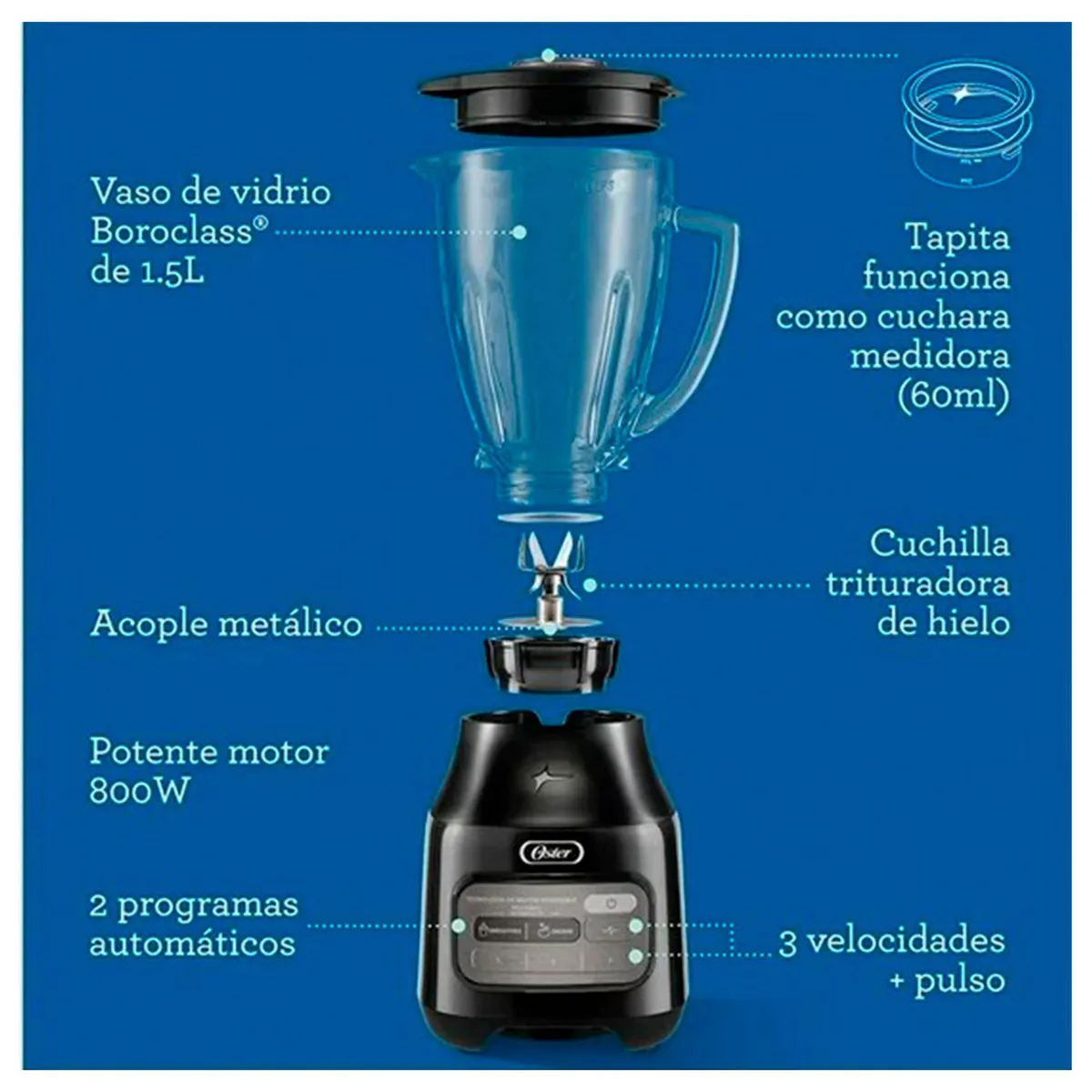 Oster - Licuadora Oster 1.5 L Negra